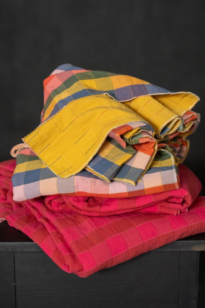 multicoloured jacquard quilt fabric