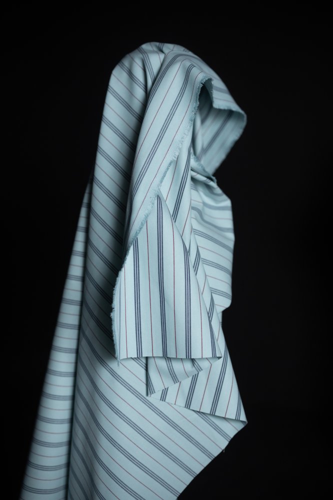 pale blue organic cotton ticking fabric