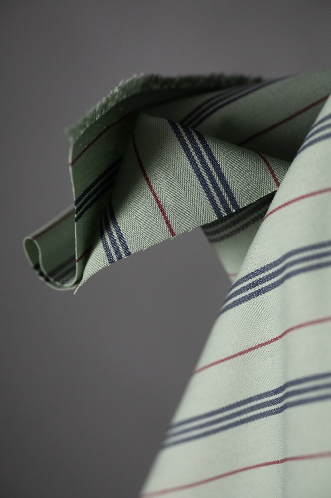 minty blue organic cotton ticking fabric