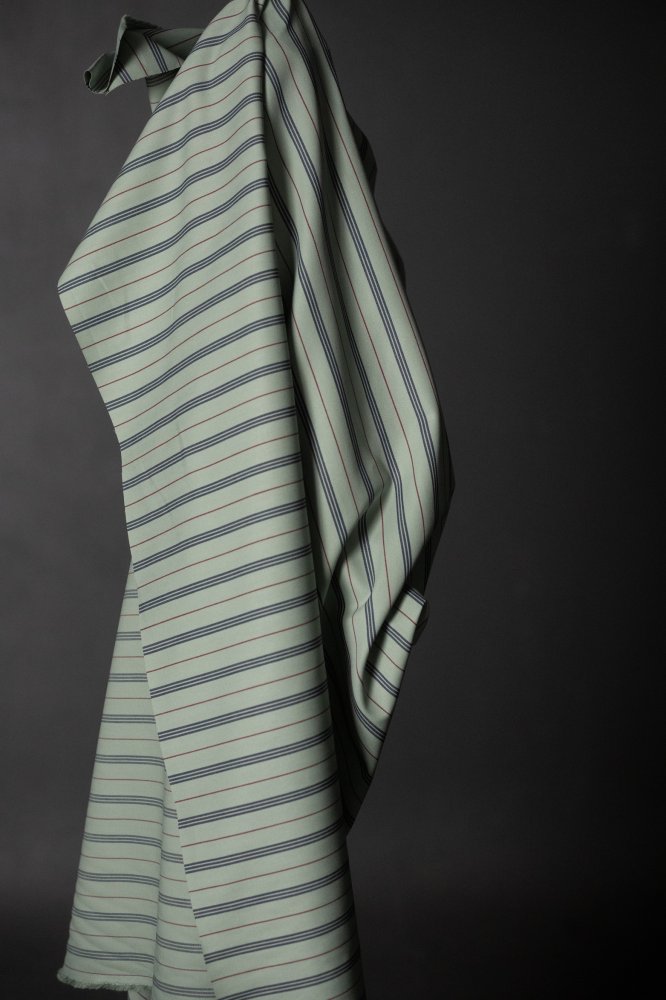 minty blue organic cotton ticking fabric