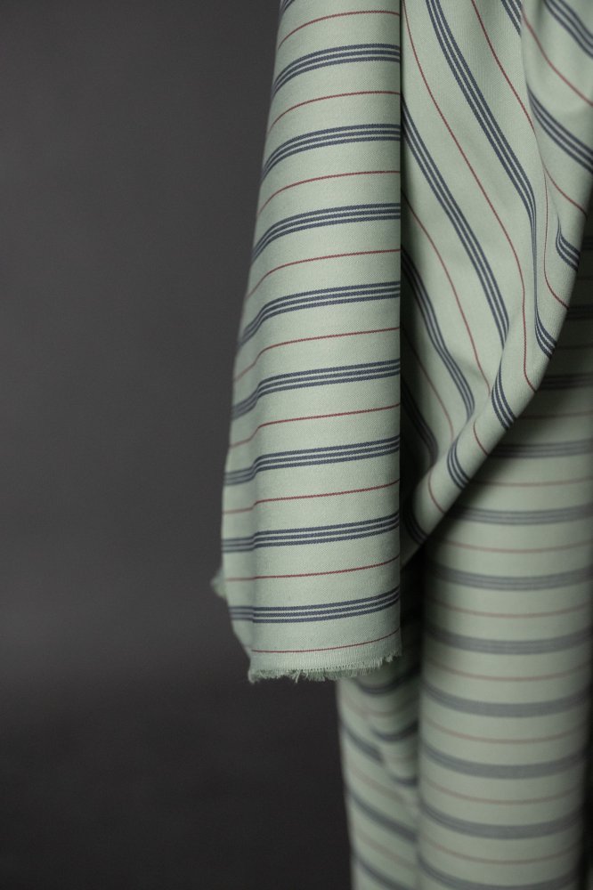 minty blue organic cotton ticking fabric