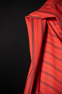 bright coral orange organic cotton ticking fabric
