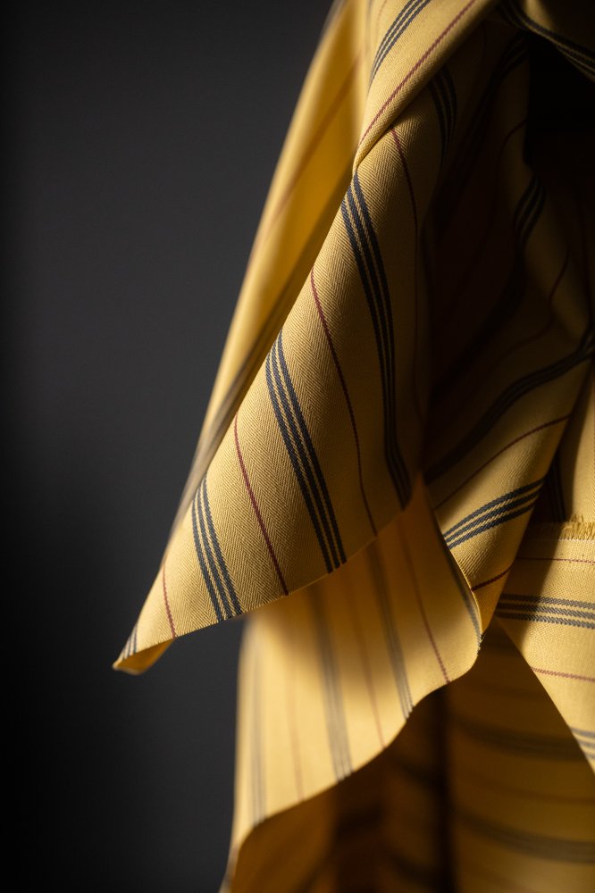 Butter yellow organic cotton ticking fabric