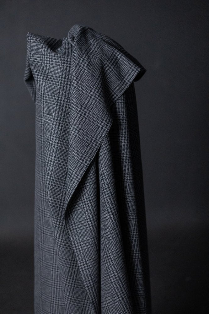 classic grey and black houndstooth wool fabric