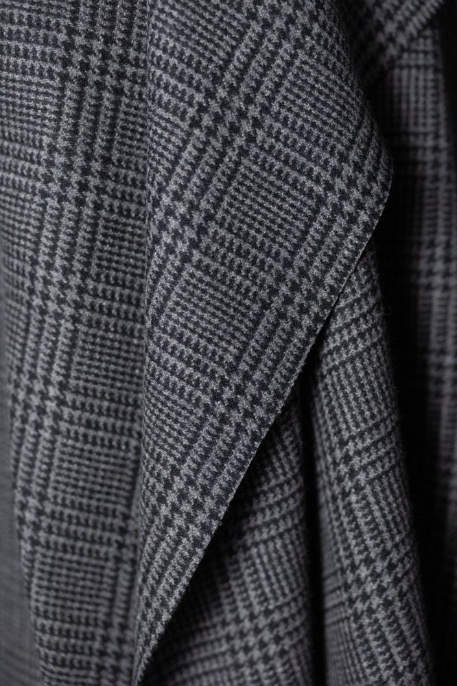 classic grey and black houndstooth wool fabric