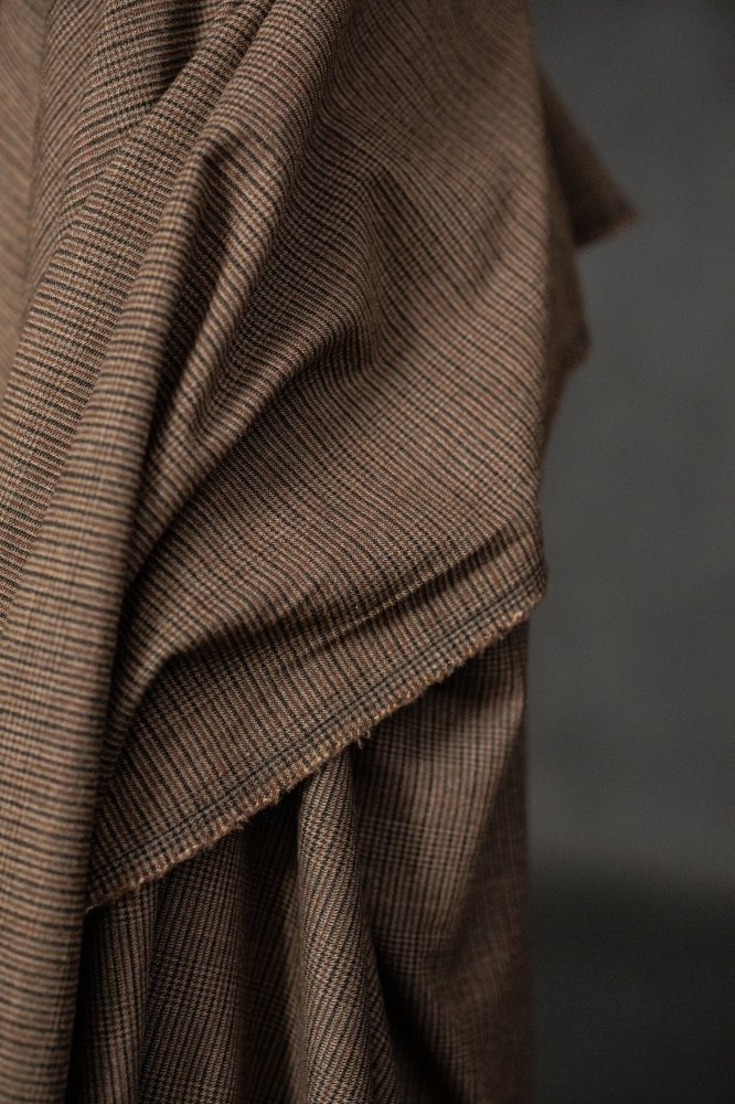 Brown check wool blend