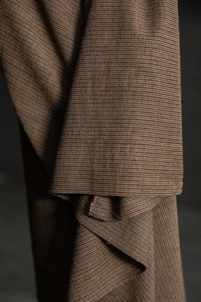 Brown check wool blend