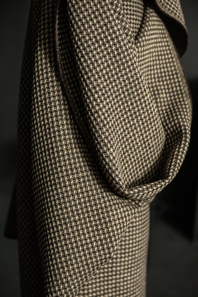 brown and white wool fabric