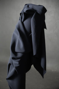 navy double wool crepe fabric