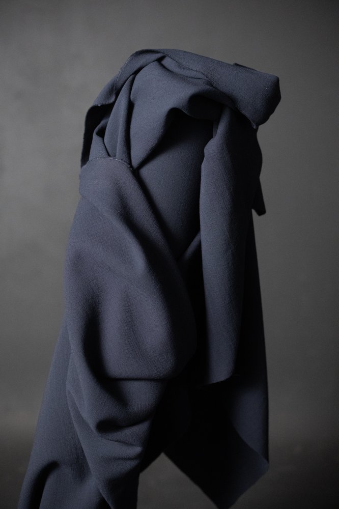 navy double wool crepe fabric