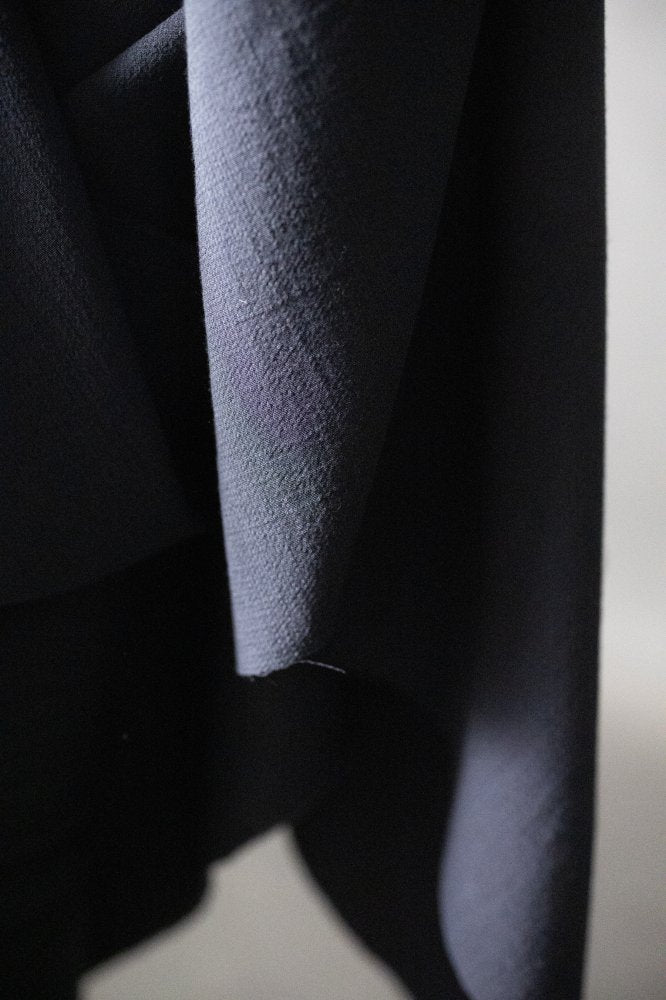 navy double wool crepe fabric