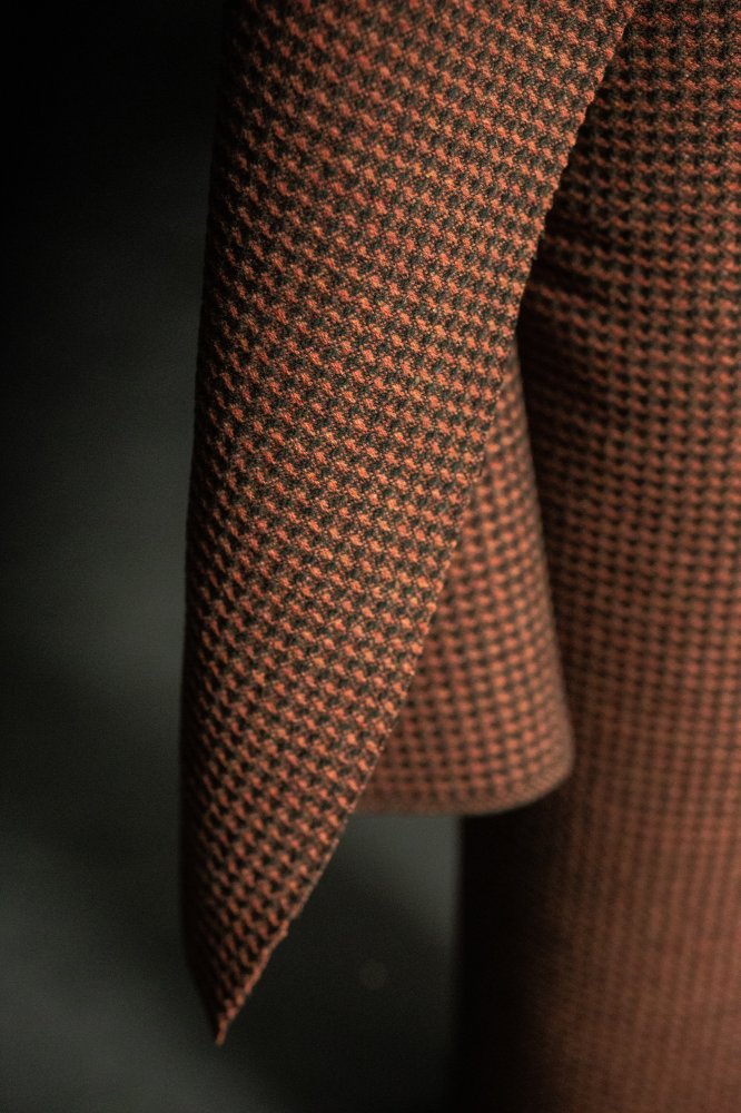 pink green waffle wool fabric