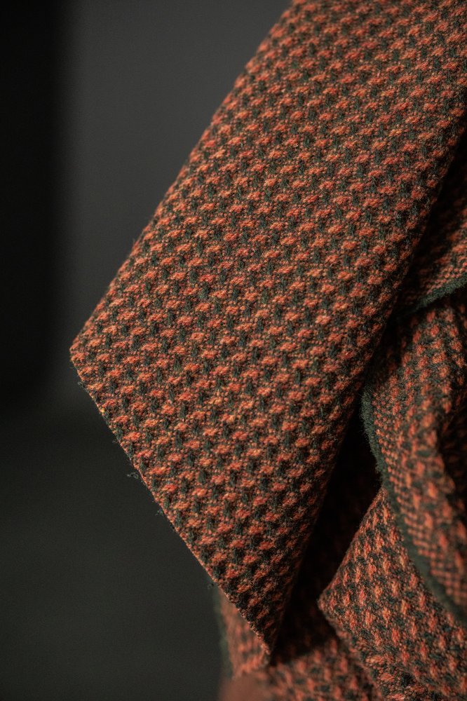 pink green waffle wool fabric