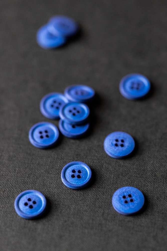 Cotton Button 15mm - Cobalt