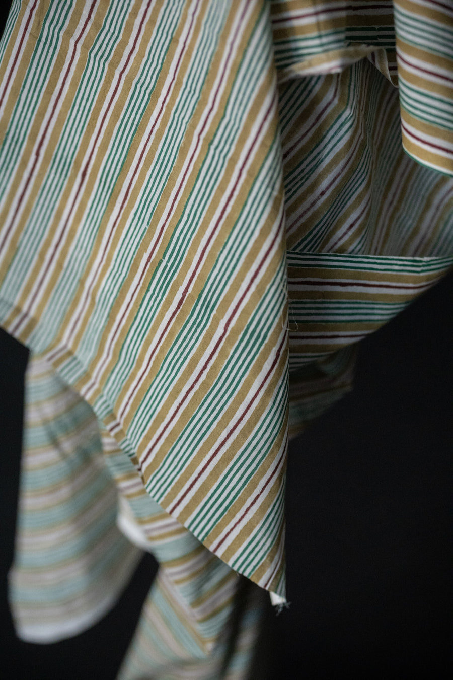 Indian Block Print Cotton - Hummingbird Stripe