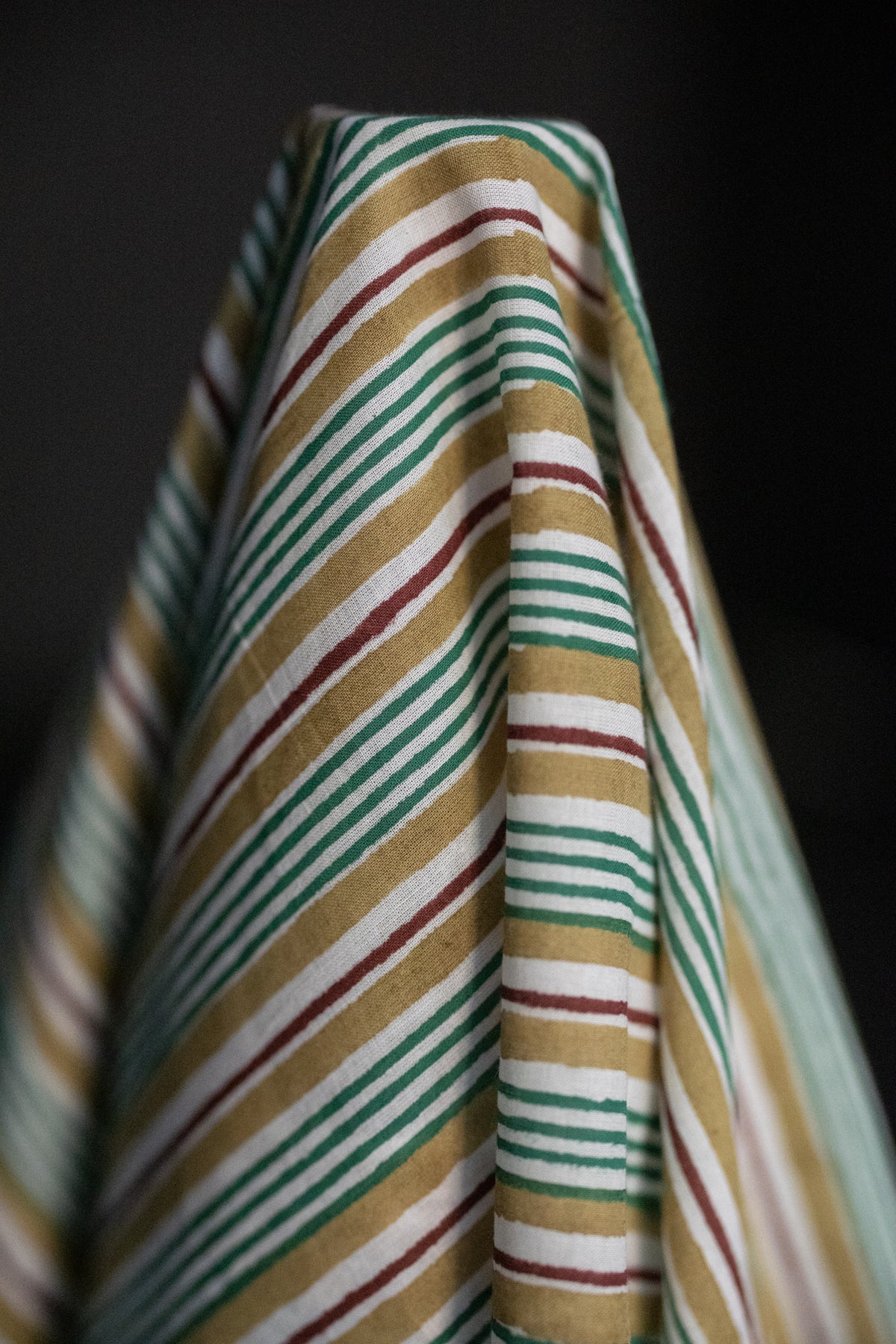 Indian Block Print Cotton - Hummingbird Stripe