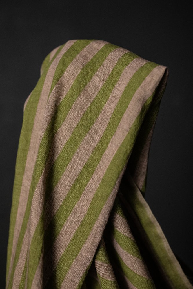 Remnant (Pepper Twist European Laundered Linen Stripe)