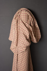Remnant - Nougat European Laundered Linen Gingham