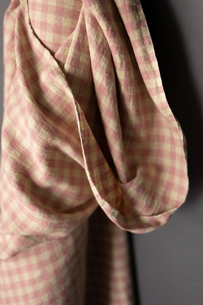 Remnant - Nougat European Laundered Linen Gingham