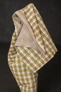 Remnant (Quilted Honey Truffle/Wicken Indian Block Print Cotton)