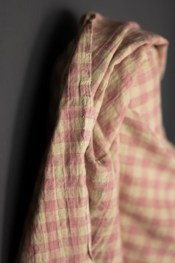Remnant - Nougat European Laundered Linen Gingham