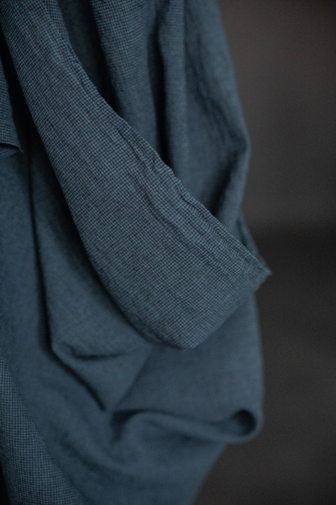 Remnant (Peacock Puppytooth Crinkle Japanese Linen/Cotton)