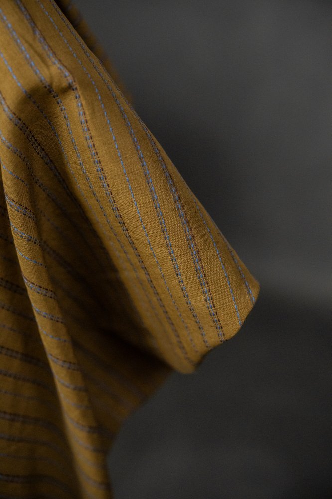 stitched cotton linen green fabric