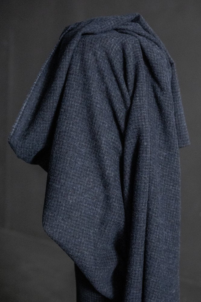 blue gingham wool fabric