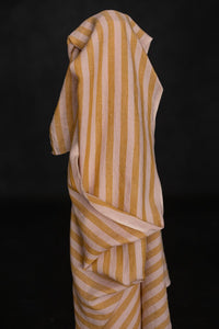 pink orange striped linen fabric
