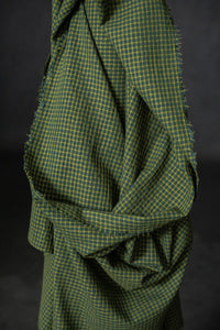 green yellow check japanese cotton wool