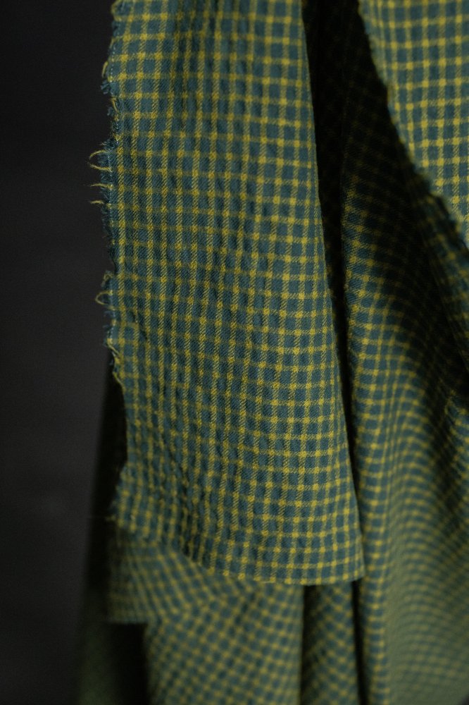 green yellow check japanese cotton wool