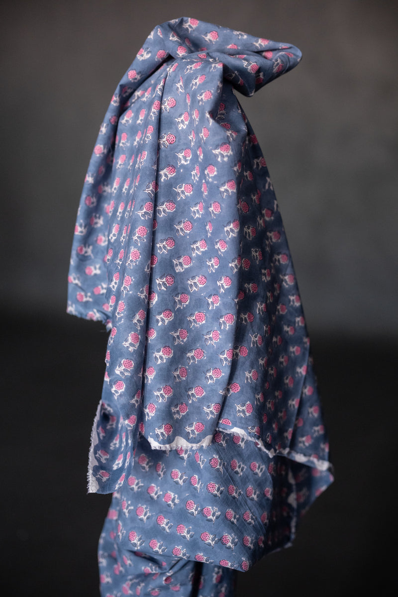 Indian Block Print Cotton - Pink Floret