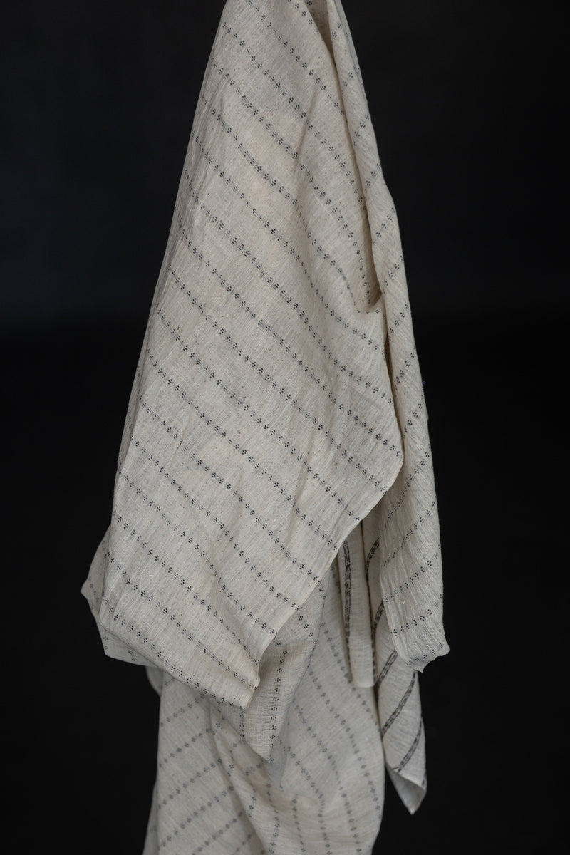 Extra Weft Handwoven Cotton - Salt Tracks