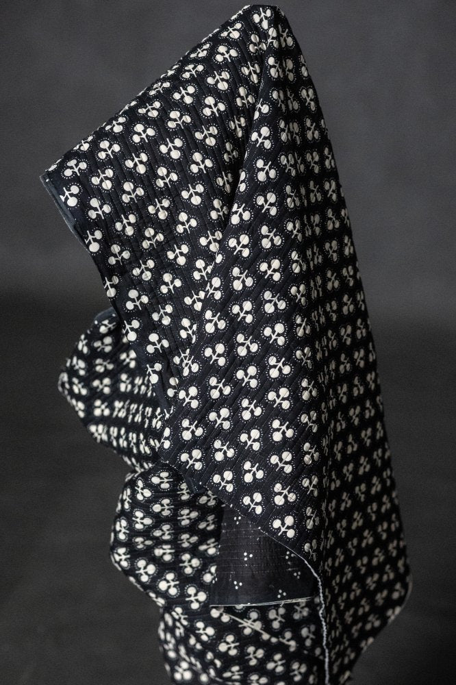 black white quilted indian cotton