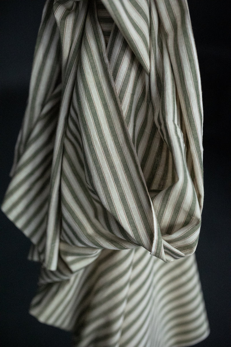 Handwoven Cotton Stripe - Tea Green
