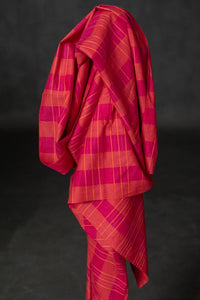 pink orange indian cotton check