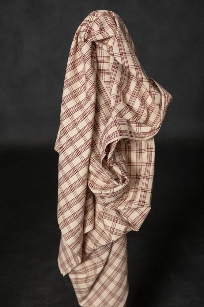 indian cotton red ecru check