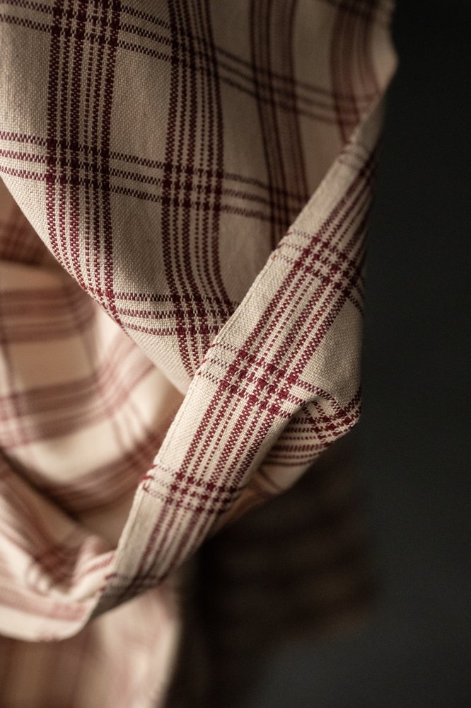 indian cotton red ecru check