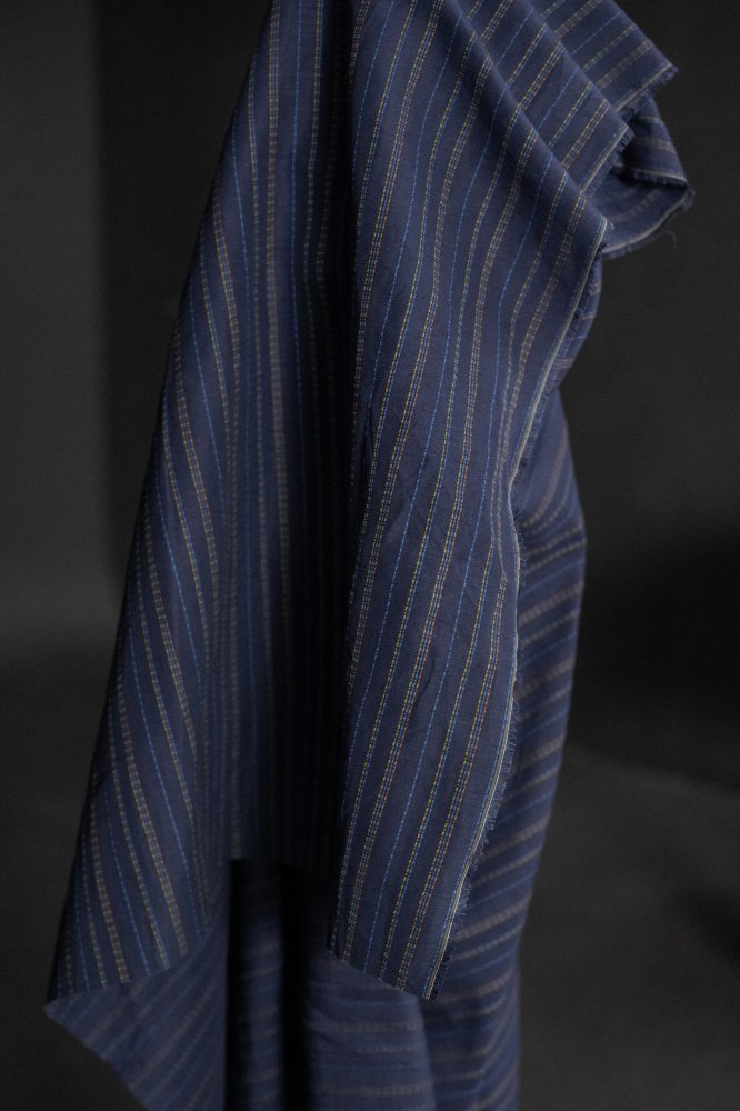 blue stitched indian cotton linen