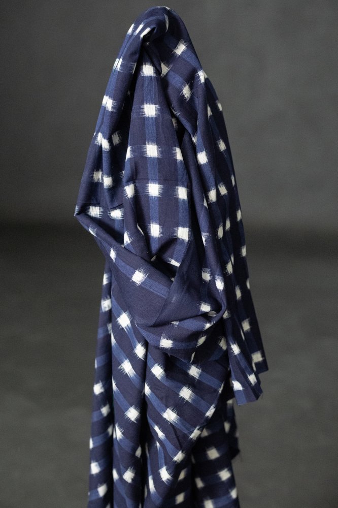 indigo navy ikat fabric