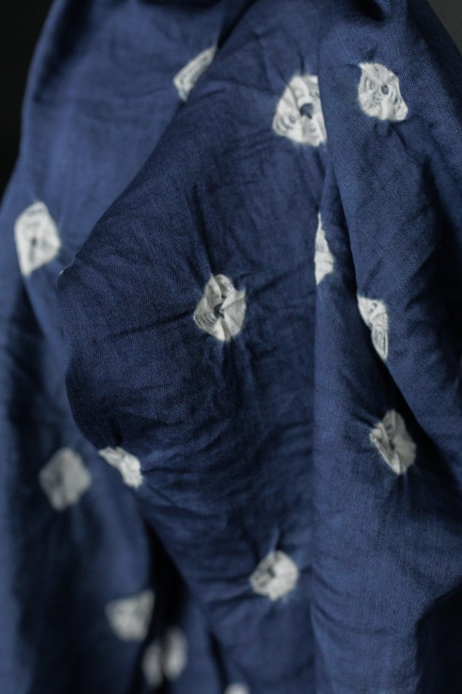 bandhani blue cotton dotty fabric
