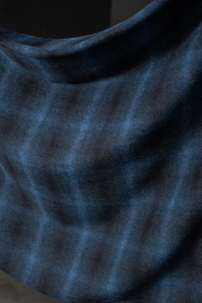 blue black wool check fabric