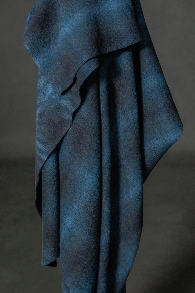 blue black wool check fabric