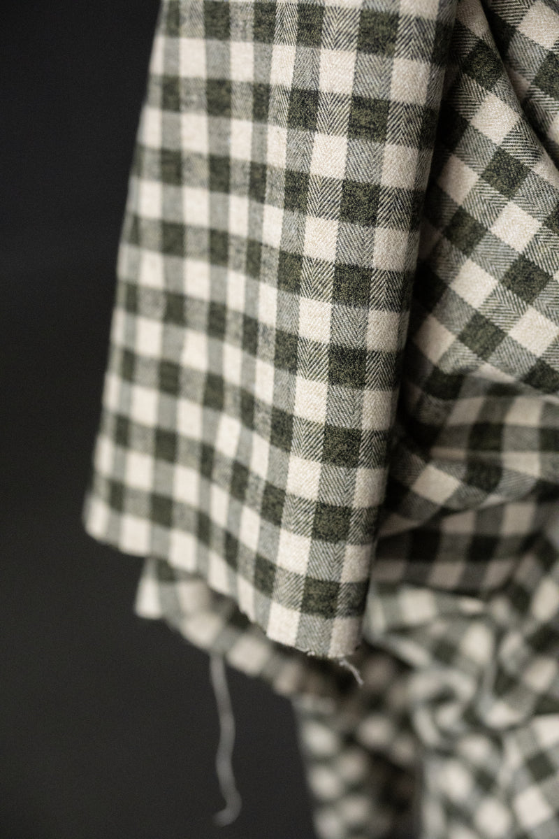 Japanese Brushed Cotton - Olivine Check