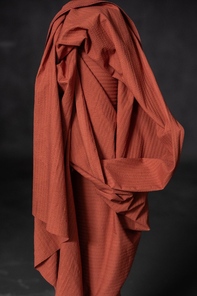 red seersucker stripe fabric