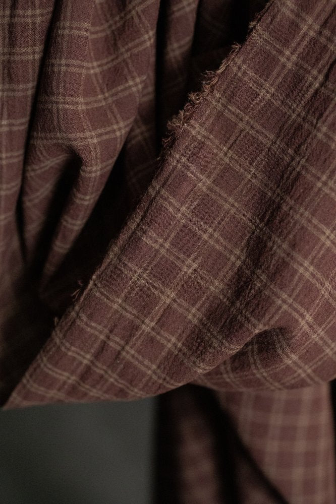 Japanese brown checked fabric