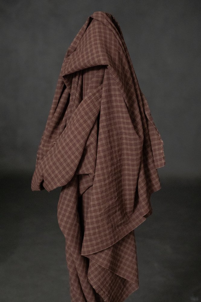 Japanese brown checked fabric