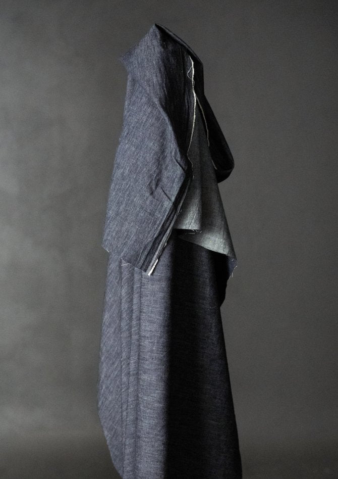 dark indigo soft denim fabric