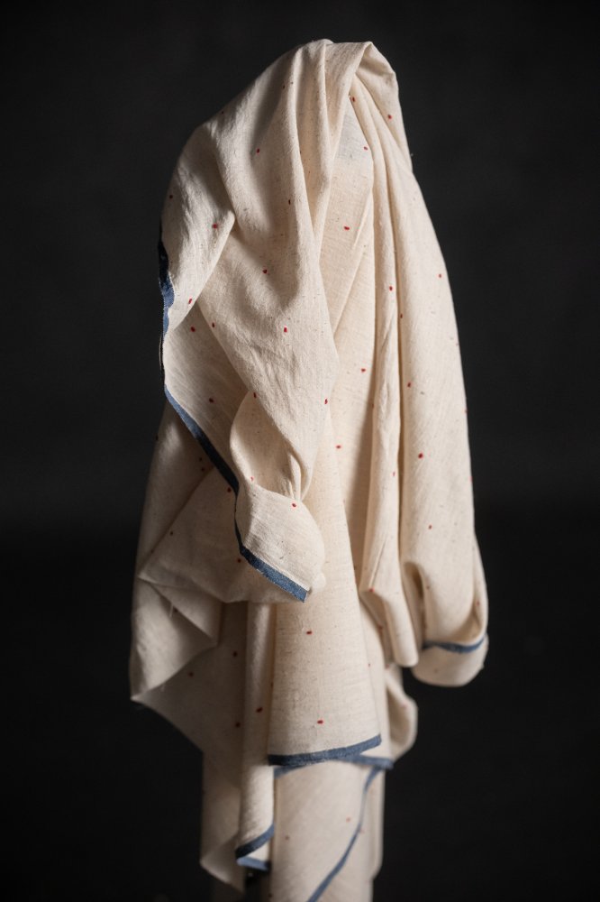 cream tangaliya handwoven fabric