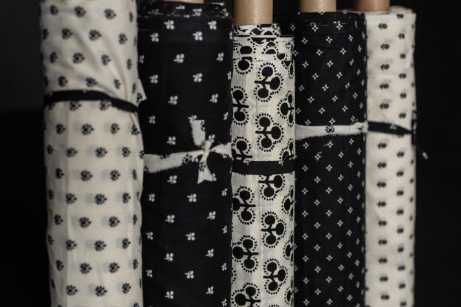 black white floral cotton fabric